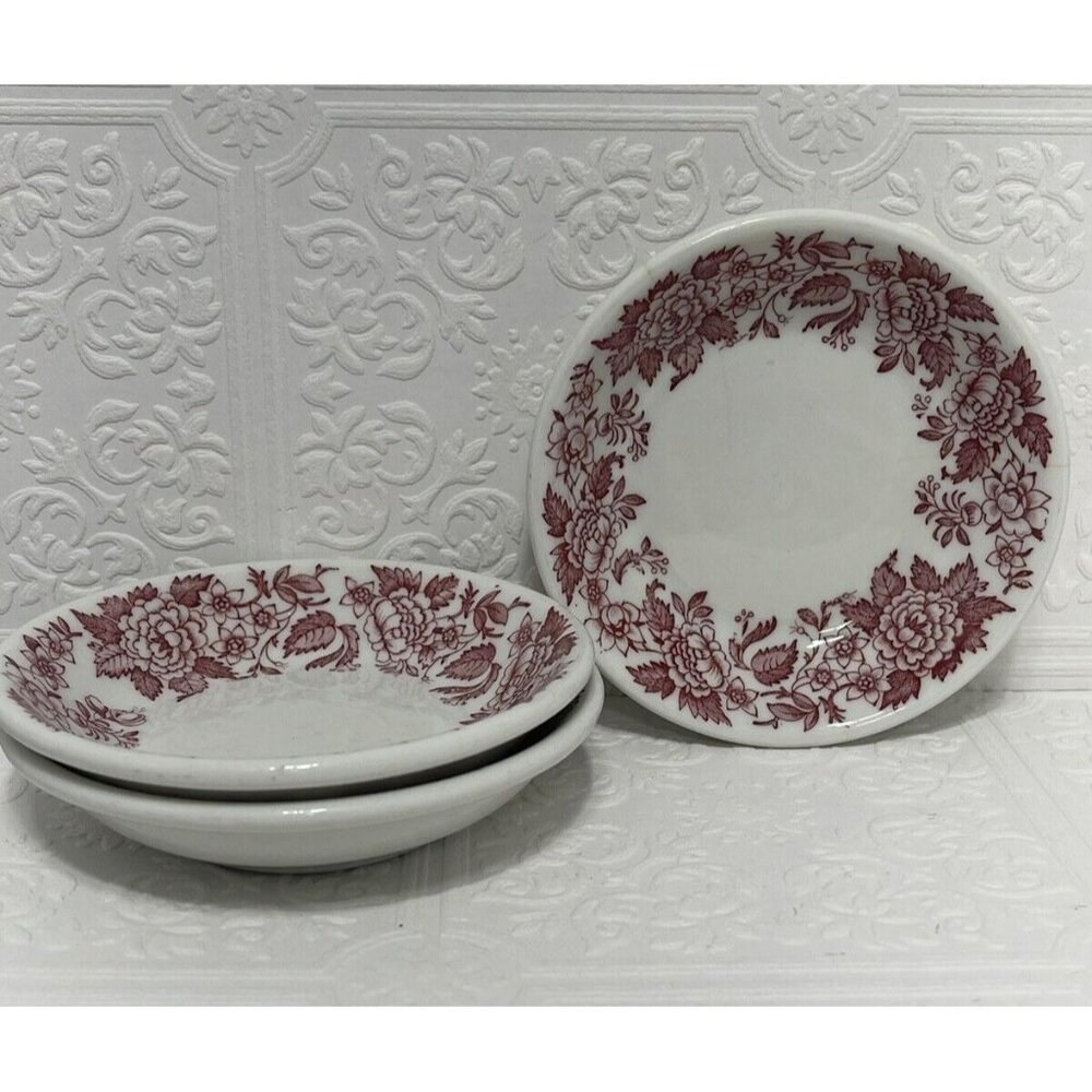Mayer China Delmar Berry Bowls Red Floral on White Transferware Restaurant Ware